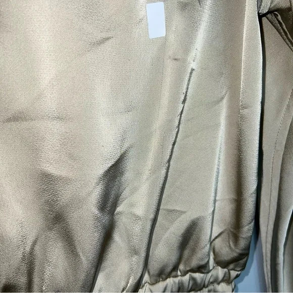 Thakoon gold romper long sleeve shorts satin metallic utility safari sz 10 snags - Picture 4 of 14